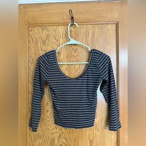 Hollister Black and Gray Striped Longsleeve Top